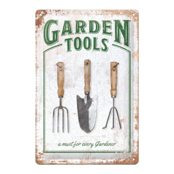 Plechová cedule: Garden Tools - 20x30 cm
