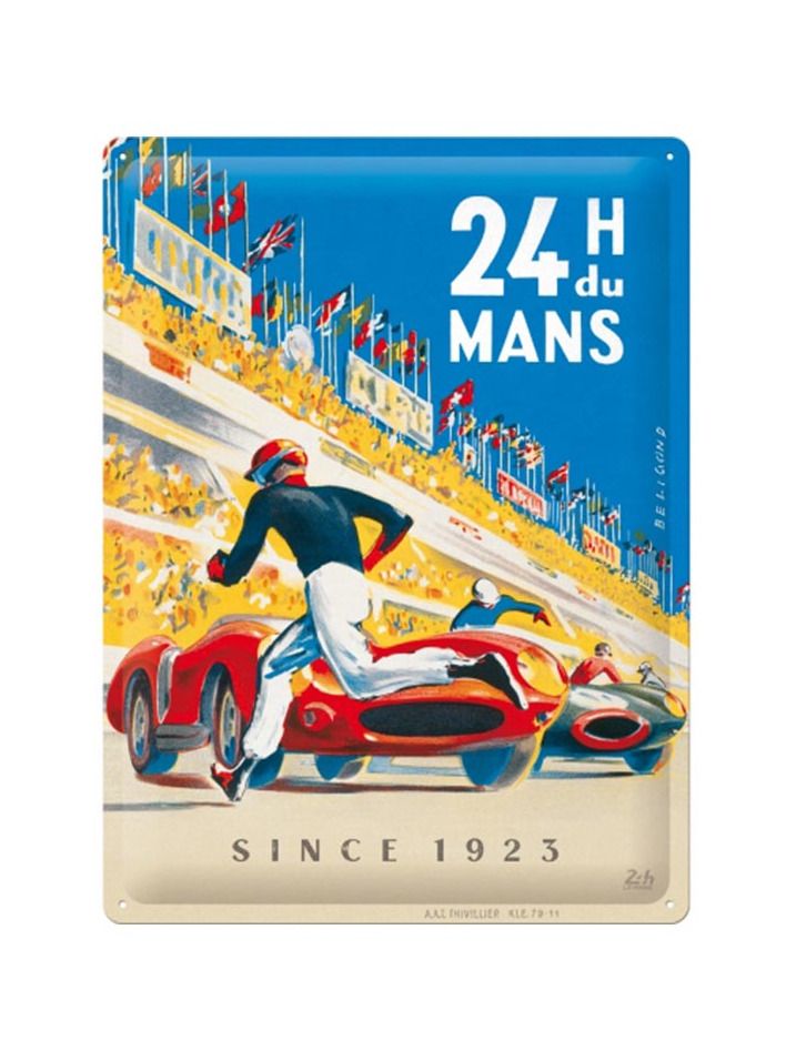Plechová cedule: 24h Le Mans - Racing Poster Blue - 40x30 cm
