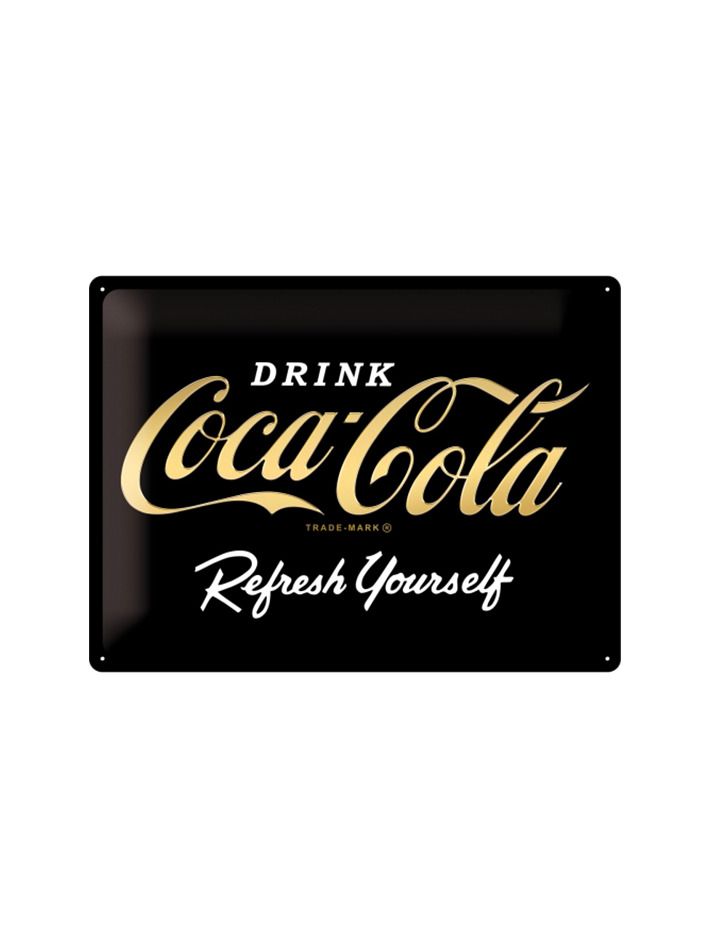 Plechová cedule: Coca-Cola Refresh Yourself (Special Black Edition) - 30x40 cm