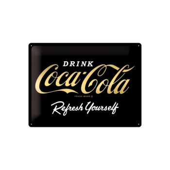 Plechová cedule: Coca-Cola Refresh Yourself (Special Black Edition) - 30x40 cm