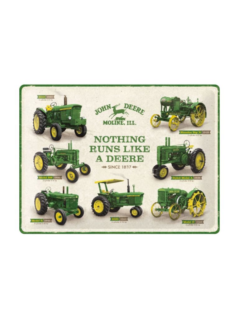Plechová cedule: John Deere (Model Chart) - 40x30 cm