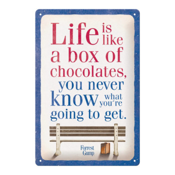 Plechová cedule: Forrest Gump Chocolate - 20x30 cm