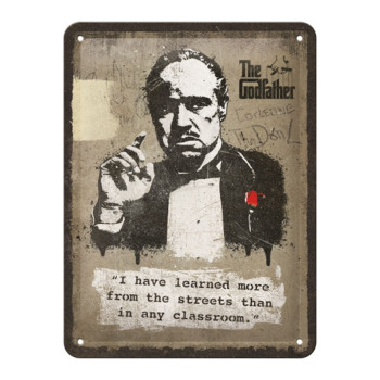 Plechová cedule: The Godfather (Learn from the streets) - 20x15 cm