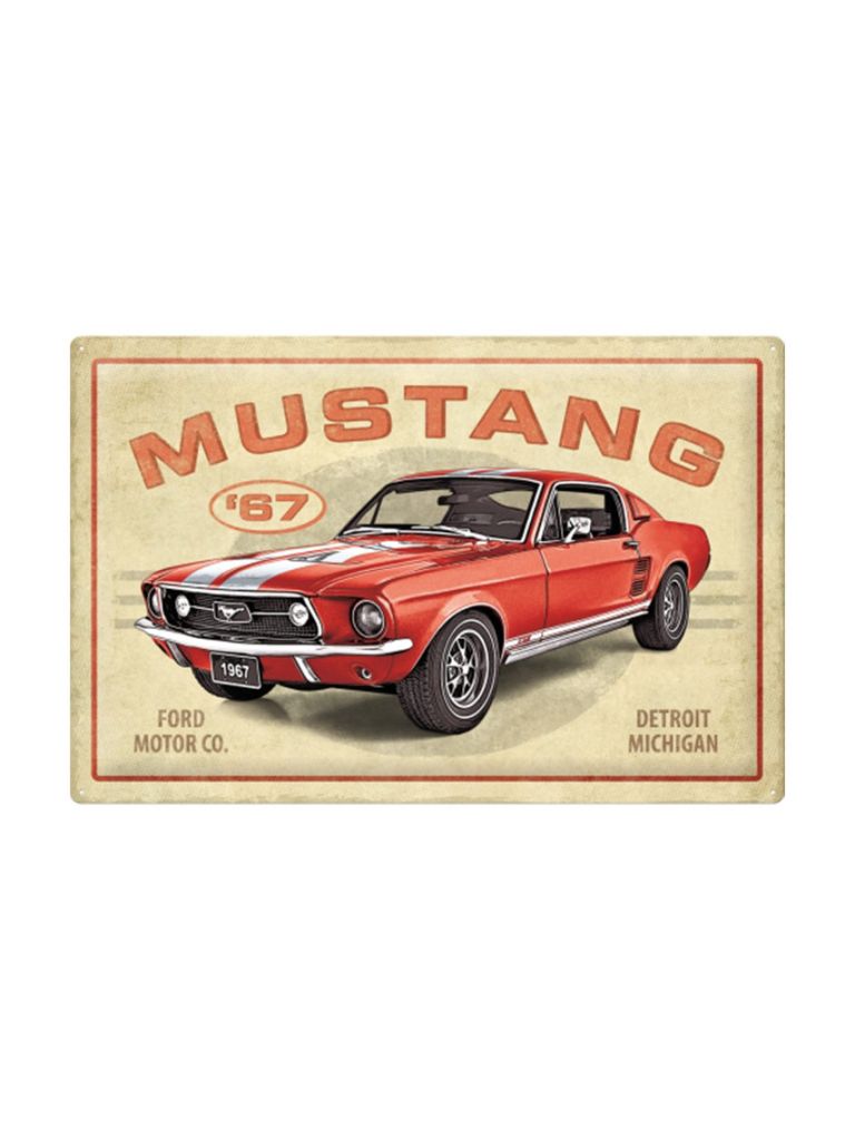 Plechová cedule Ford Mustang GT 1967 Red 60x40cm