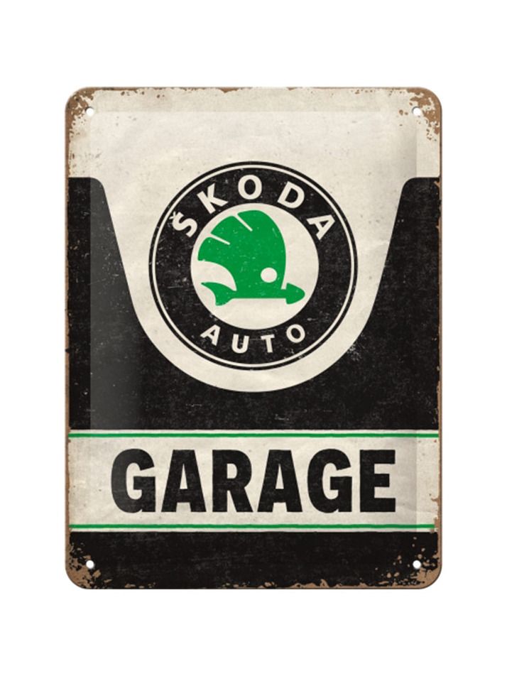 Plechová cedule Škoda Garage 15x20cm