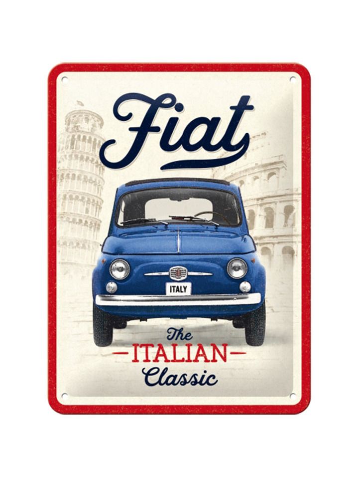 Plechová cedule Fiat 500 The Italian Classic 15x20cm