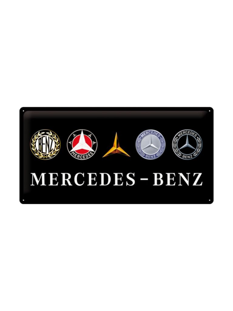 Plechová cedule: Mercedes-Benz (loga) - 25x50 cm