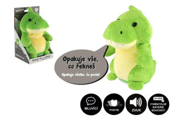 Dinosaurus Rexík opakující věty plyš 18cm na baterie se zvukem v krabici 12x20x10cm
