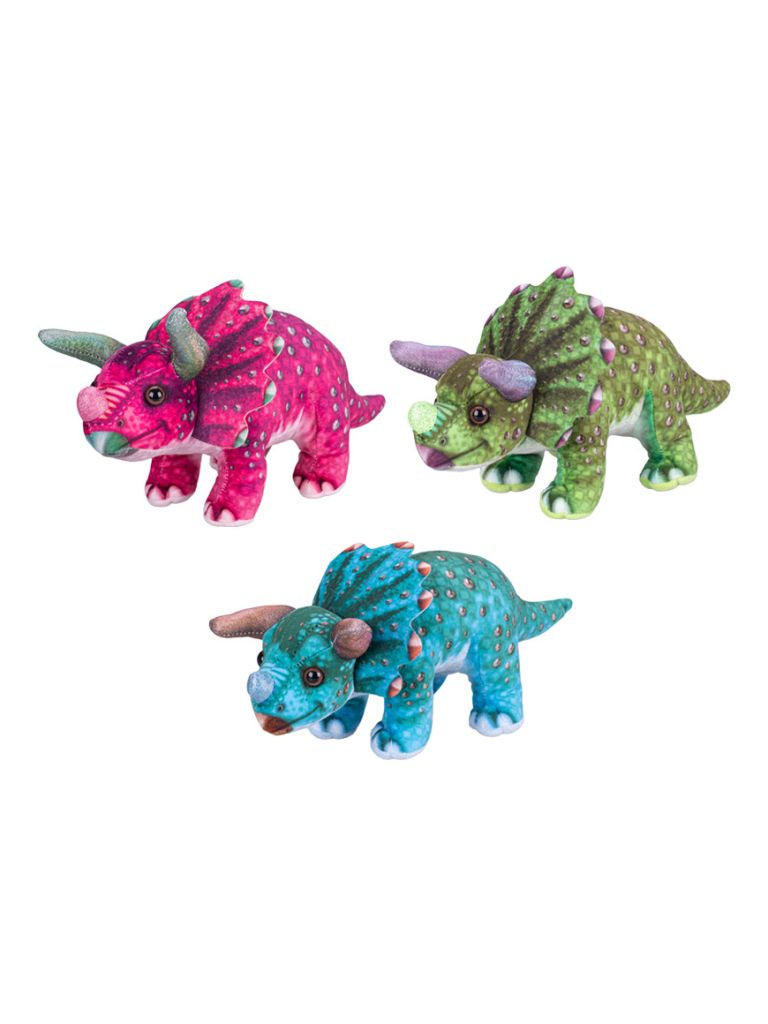 Triceratops plyšový 30cm stojící 3barvy 0m+