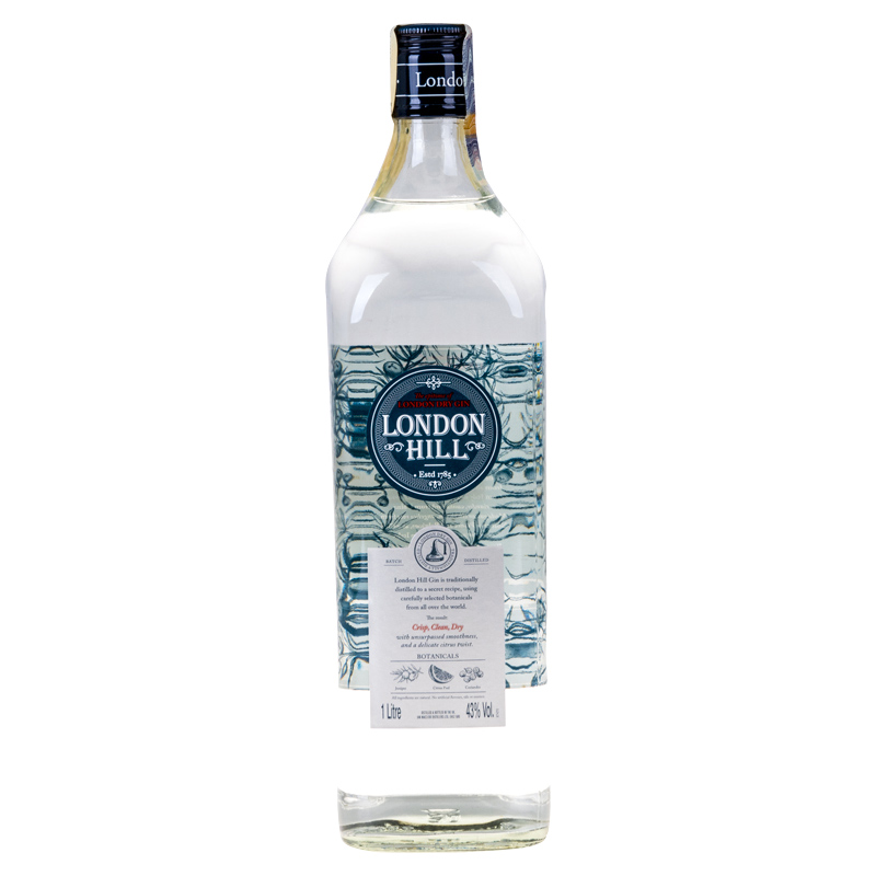 London Hill Dry Gin 43% 1 l (holá láhev)