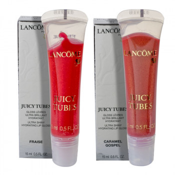 Lancome Lipstick SET: 2x Juicy tube N° 17 Fraise + N° 94 Caramel Gospel 15ml - 2