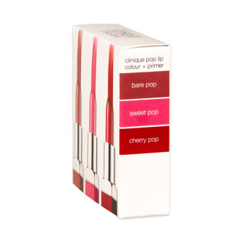 Clinique Lipstick Set: Pop Lip Colour + Prim-Bare + Pop Lip Colour + Prim- Cherry + Pop Lip Colour + - 3