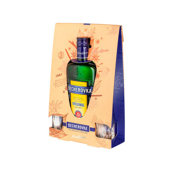 Dárkový set Becherovka Original 0,7 l 38% + 2 sklenice - 1