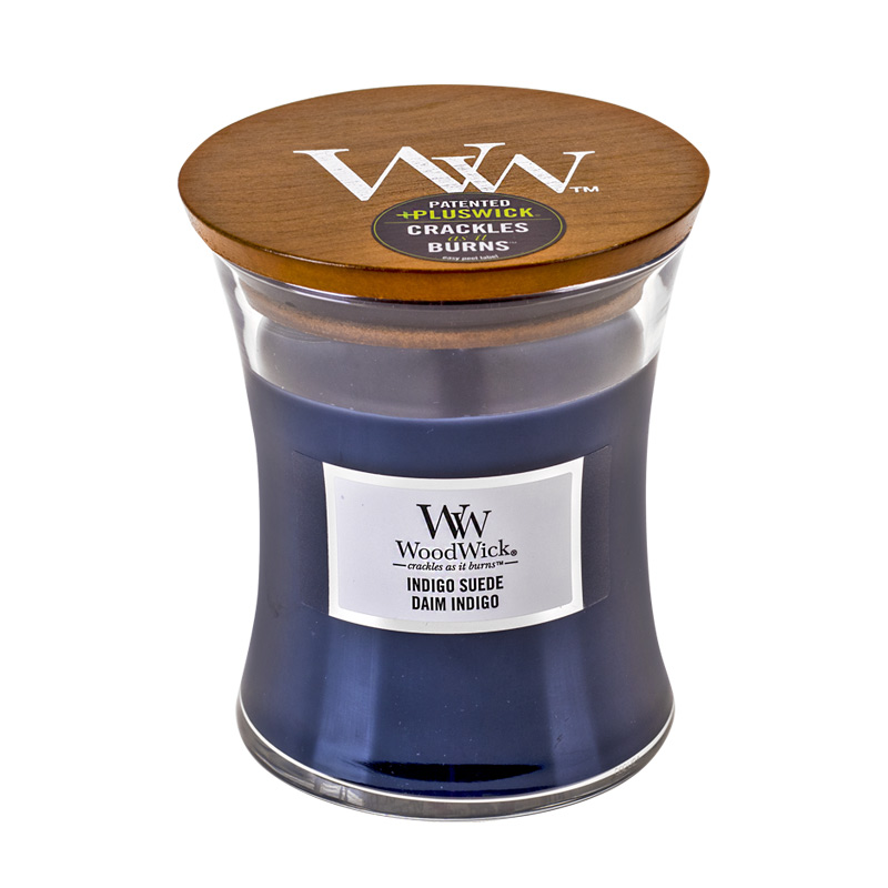 Woodwick Indigo Suede glass medium