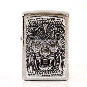 ZIPPO chrom gebürstet Plakette "Art Lion" 2005906