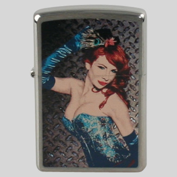Zippo chrom gebürstet color German Pin Ups/Red HE 2001511 - 1