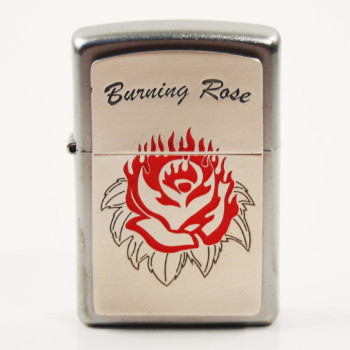 Zippo satin finish Plakette Burning Rose Emblem 2001678