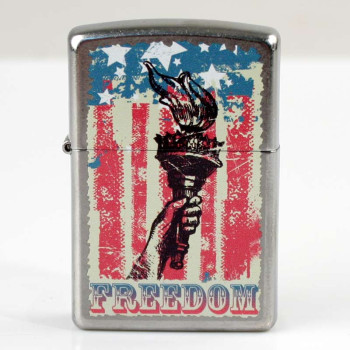 Zippo street chrom color Flag and Torch 2002523