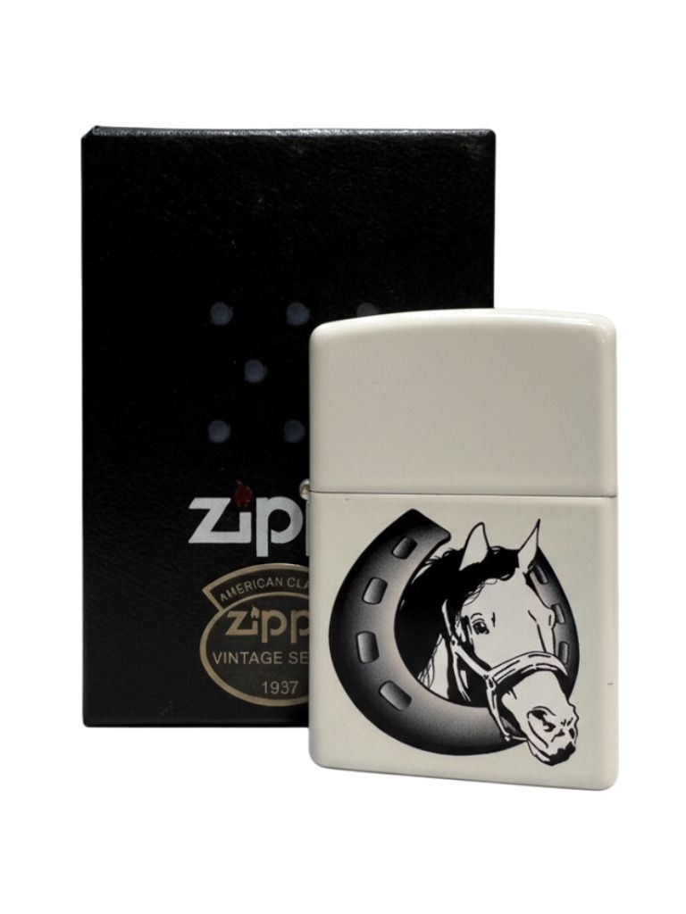 Zippo weiß col.  Horse in Horseshoe 2002858