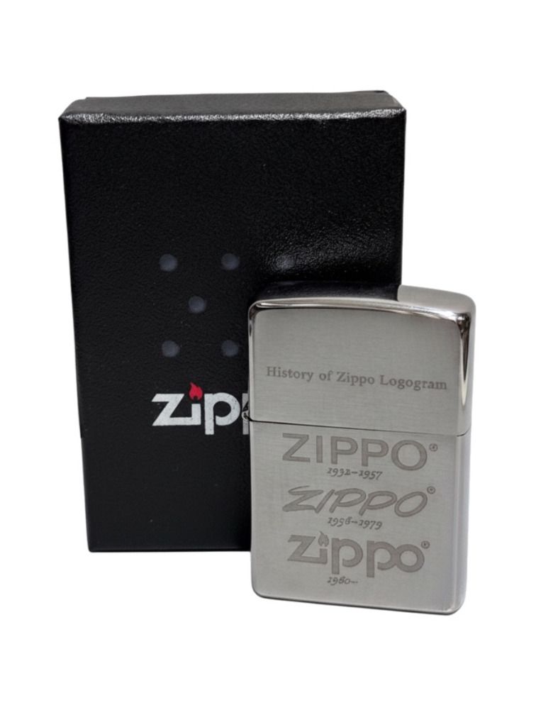 Zippo chrom geb.grav"History of Zippo Logos" 60000155