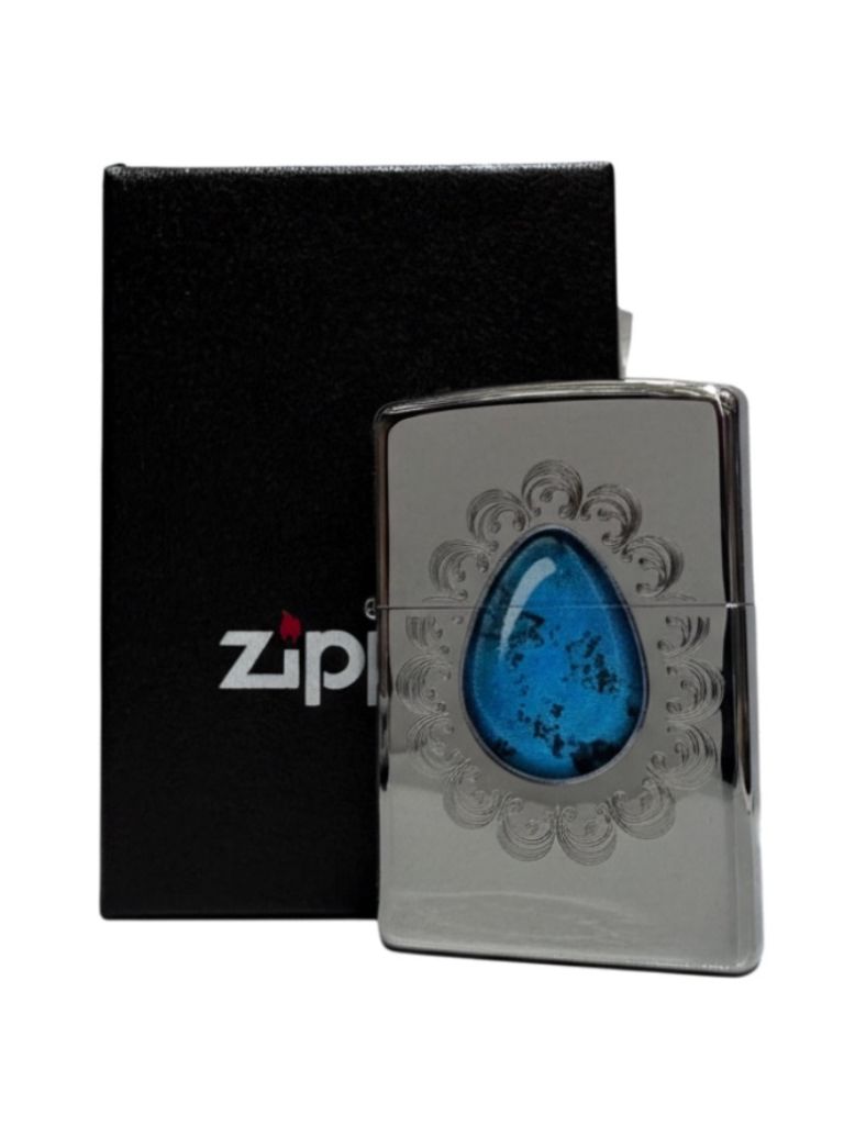 Zippo chrom pol. col/grav."Turquoise Broch" 60000045