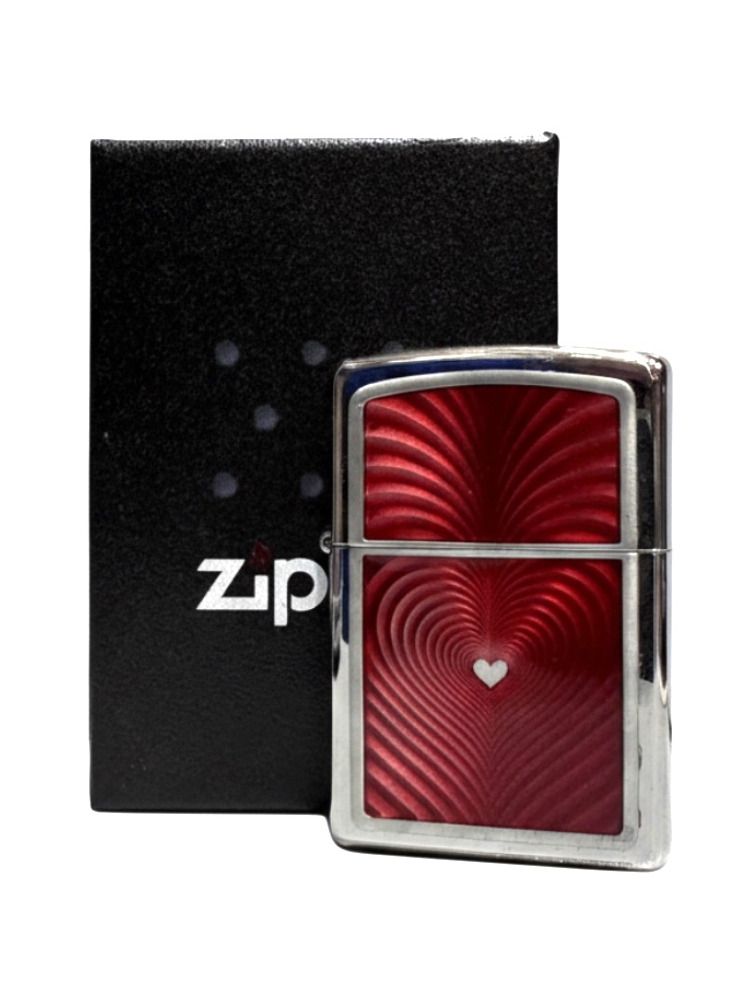 Zippo chrom pol. Plakette "Red 3D Heart" 2004533