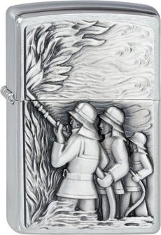 Zippo chrom gebürstet Plakette "Firemann" 2001662 - 1