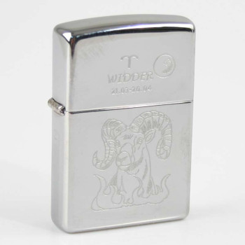 ZIPPO chrom poliert Widder Ha in kleiner Holzbox