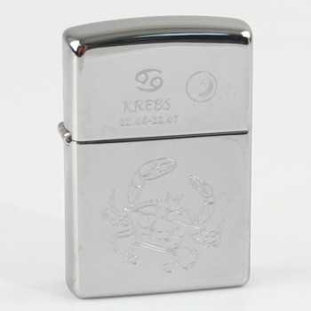 Zippo chrom poliert Krebs Ha in kleiner Holzbox