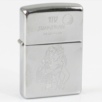 ZIPPO chrom poliert Jungfrau Ha in kleiner Holzbox