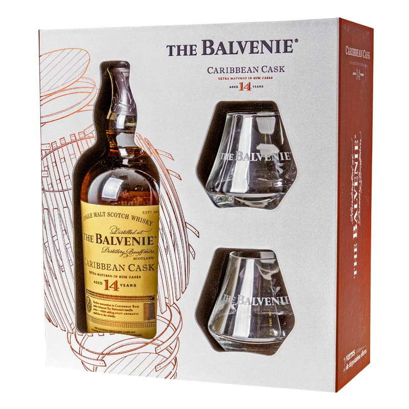 Balvenie Malt 14Y Caribbean Cask 0,7l 43% +2 skleničky dárkové balení