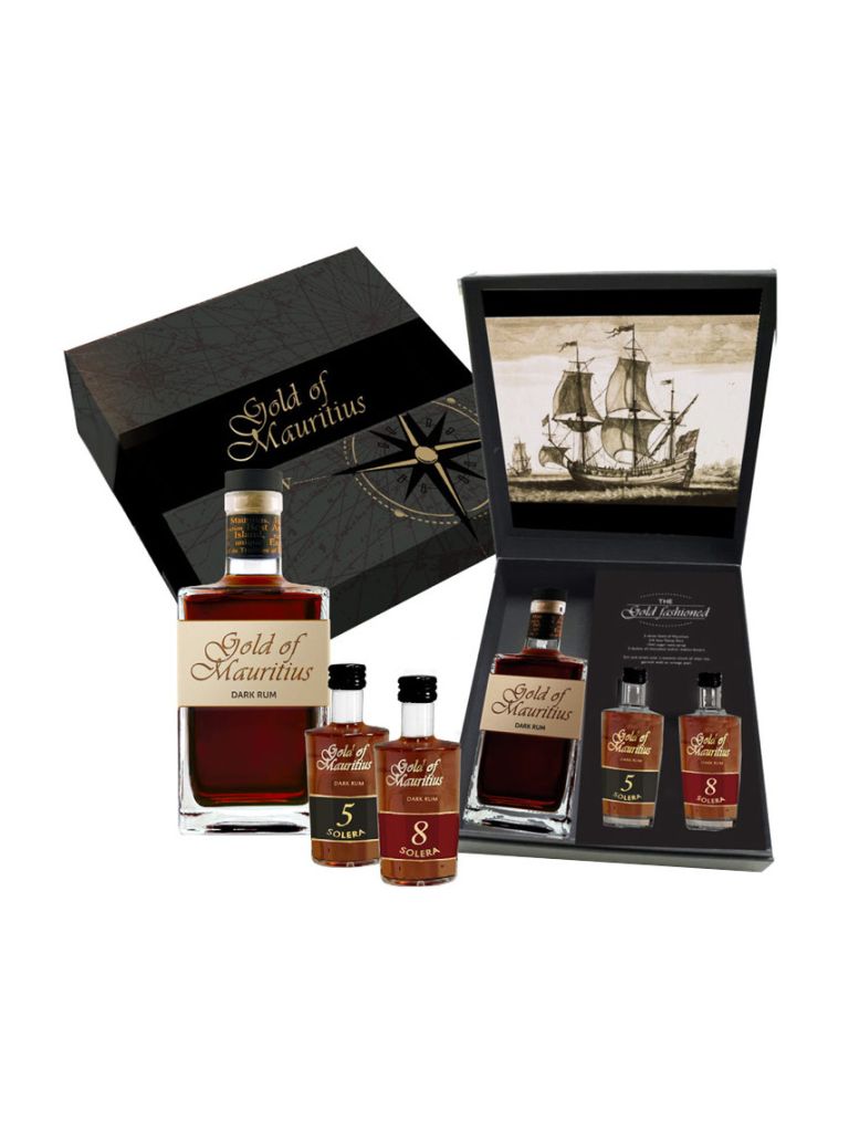 Gold of Mauritius Rum 40% 0,7 l + 5Y 0,05 l + 8Y 0,05 l dárkové balení