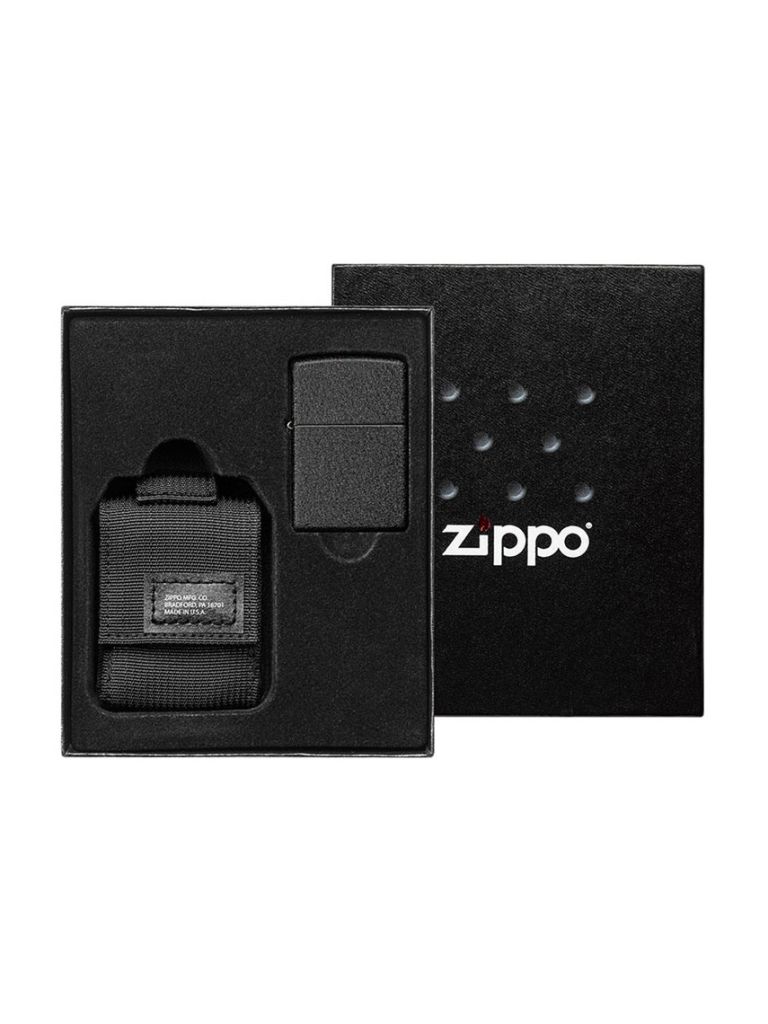 Sada ZIPPO Black Crackle s nylonovým pouzdrem černá 60005678