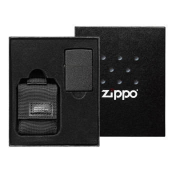 Sada ZIPPO Black Crackle s nylonovým pouzdrem černá 60005678