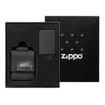ZIPPO Black Crackle Set mit Nylon Pouch schwarz 60005678