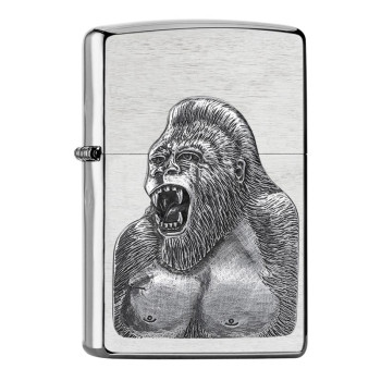 ZIPPO chrom gebürstet Plakette "Gorilla" 2007440