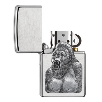 ZIPPO chrom gebürstet Plakette "Gorilla" 2007440 - 2