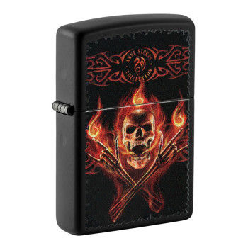 ZIPPO schwarz color "Anne Stoke Flaming Skull" 60006121