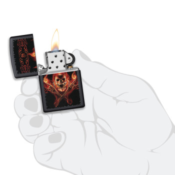 ZIPPO schwarz color "Anne Stoke Flaming Skull" 60006121 - 3