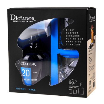 Dárková kazeta Dictador 20Y 0,7 l 40% + 2 skleničky