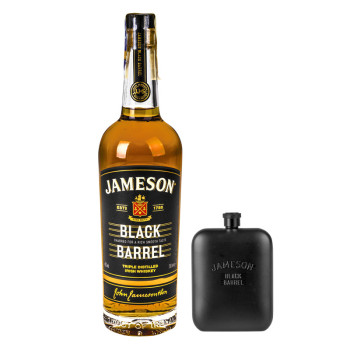 Jameson Black Barel 0,7l 40% dárkové balení s placatkou - 2